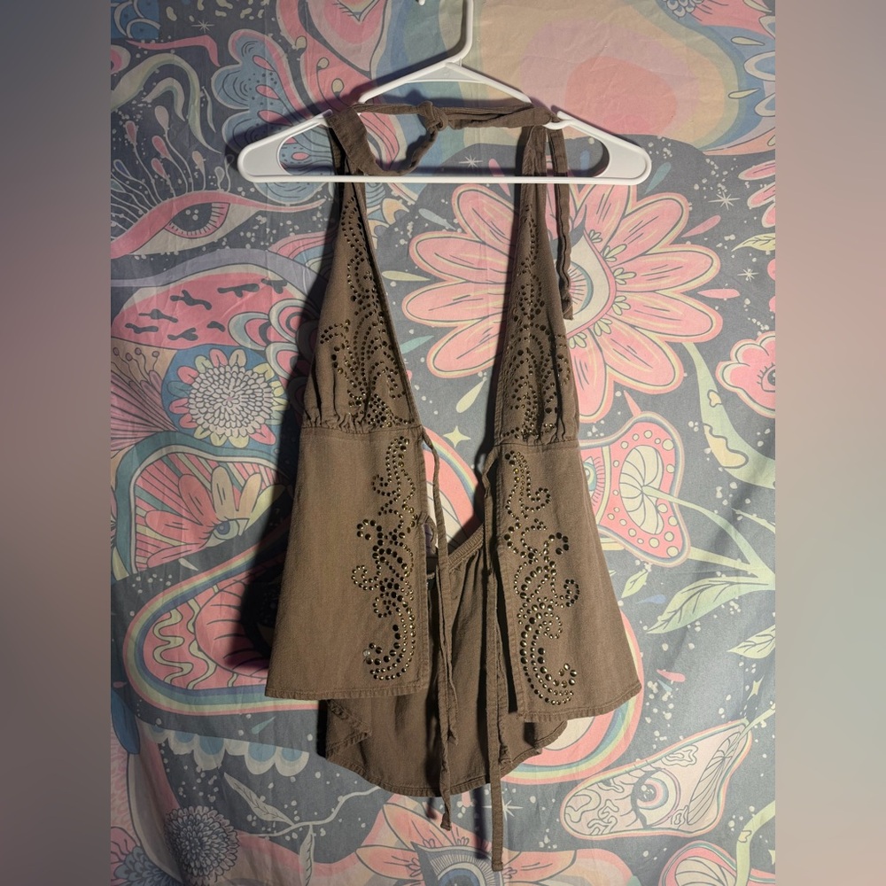 Brown Halter Top with ties
